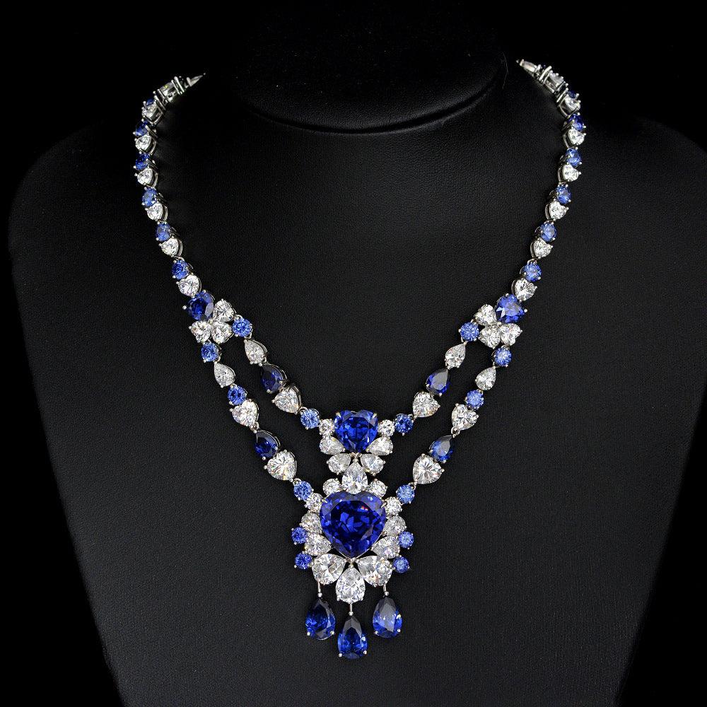 قلادة الماس التنزانيت الأزرق على شكل قلبNecklacesمجوهرات ميون