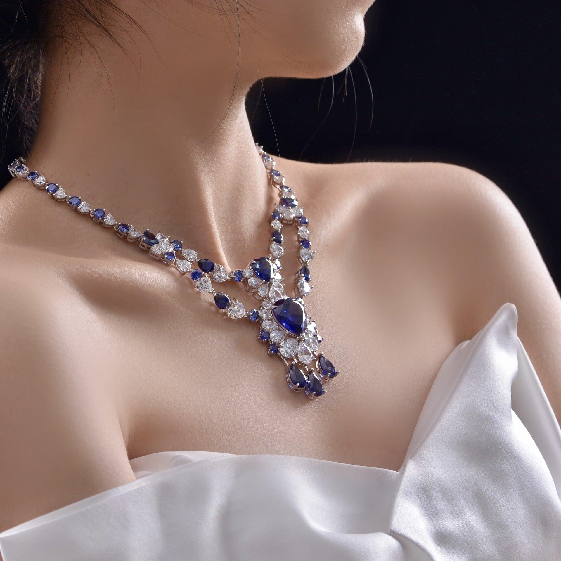 قلادة الماس التنزانيت الأزرق على شكل قلبNecklacesمجوهرات ميون