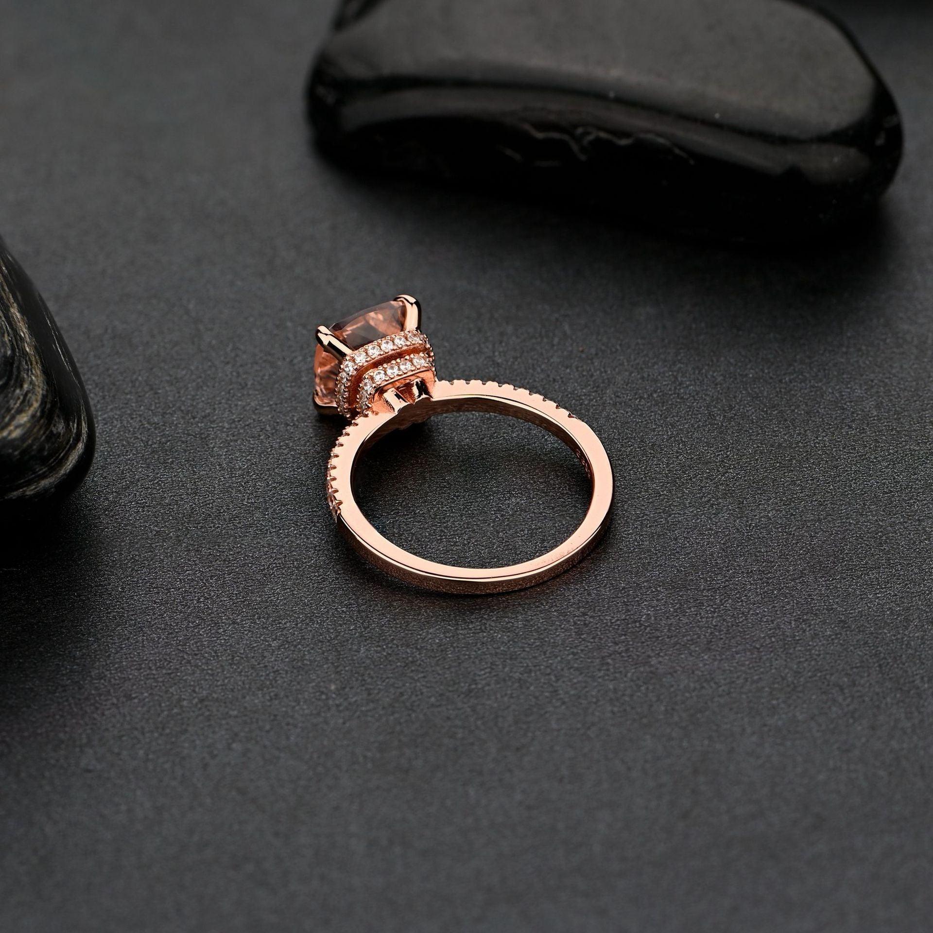 خاتم مربعة من الماس الأحمر - ريتروRingsمجوهرات ميون
